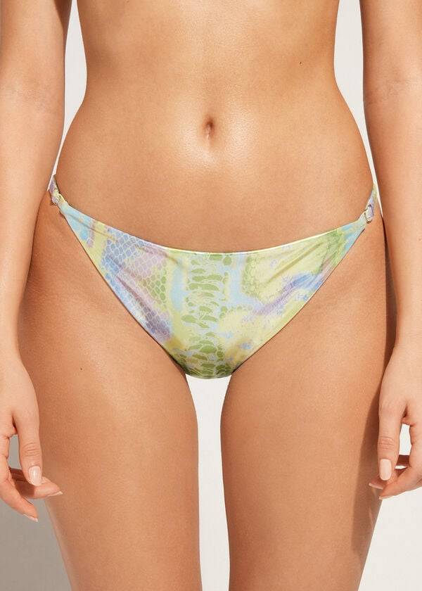 Calzedonia Snake-Pattern Adjustable-Side Las Palmas Donna Slip Bikini Verdi | IT1573HK