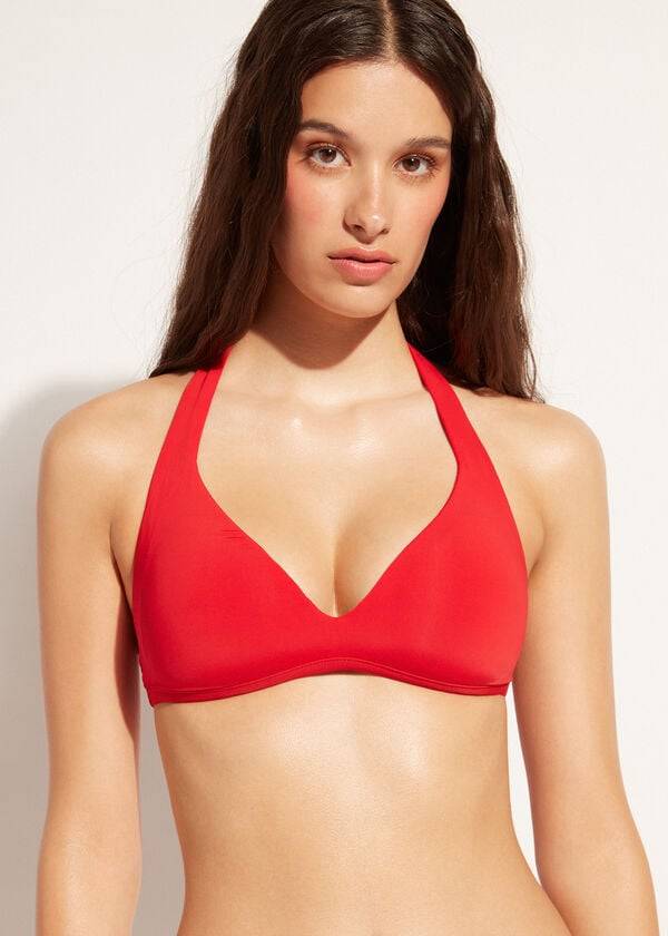 Calzedonia Soft Imbottito Triangle Indonesia Donna Top Bikini Rosse | IT1969CE