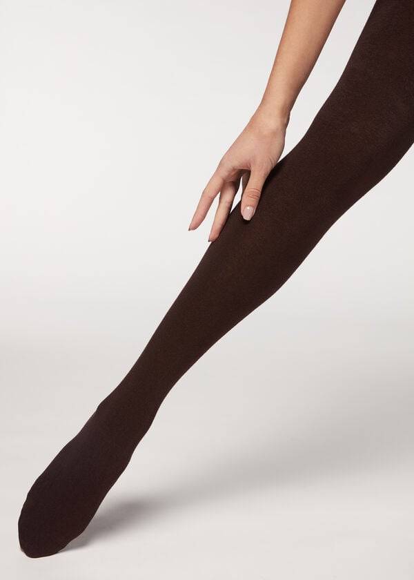 Calzedonia Soft Modal and Cashmere Blend Opaque Donna Collant Caffè | IT1058XF