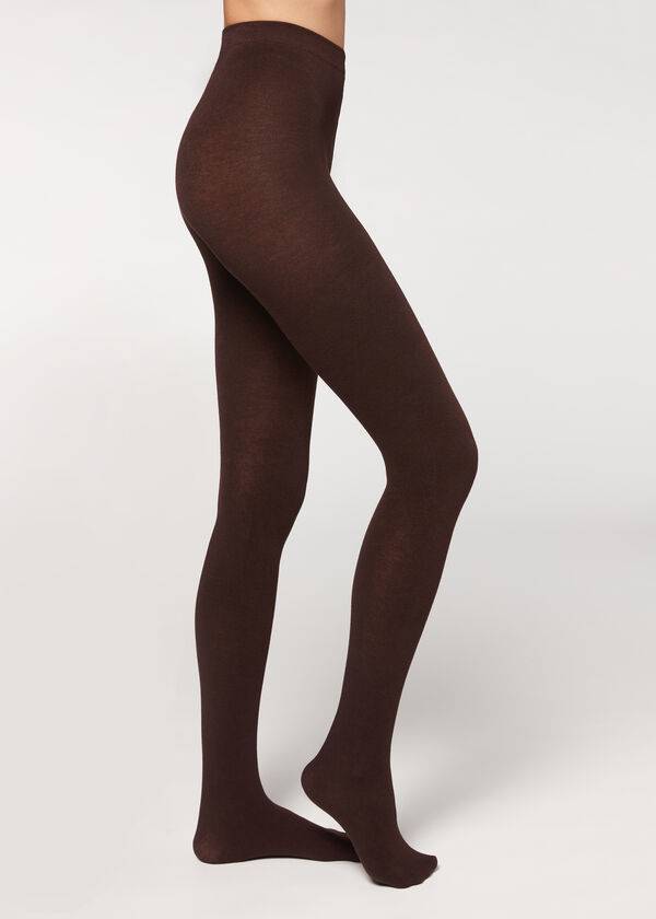 Calzedonia Soft Modal and Cashmere Blend Opaque Donna Collant Caffè | IT1058XF