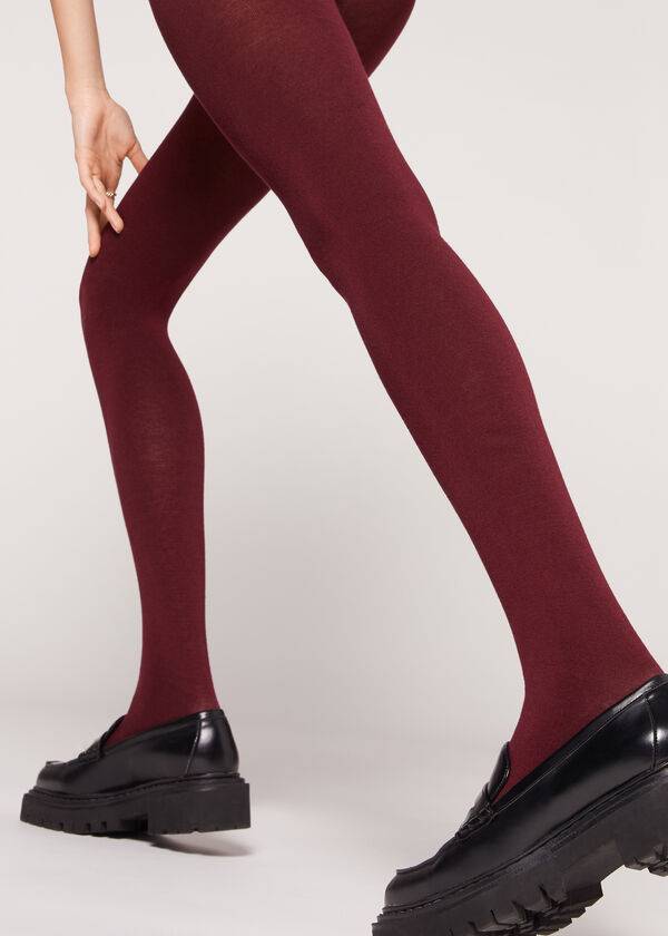 Calzedonia Soft Modal and Cashmere Blend Opaque Donna Collant Bordeaux | IT1059CE