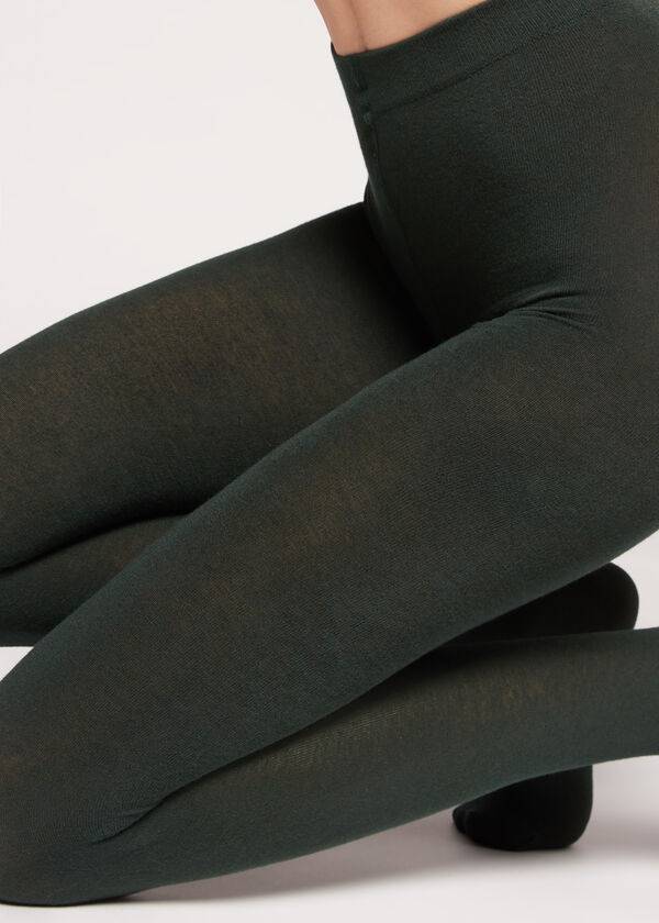 Calzedonia Soft Modal and Cashmere Blend Opaque Donna Collant Verdi | IT1060VD