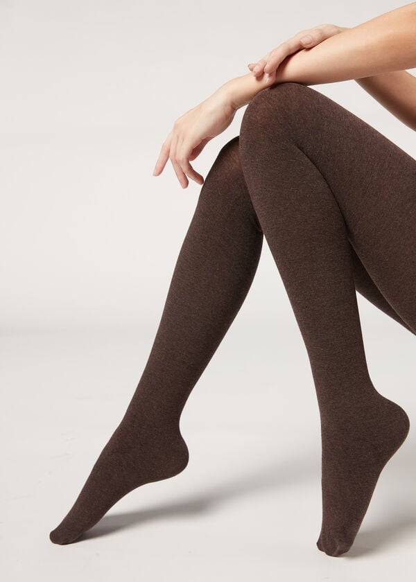 Calzedonia Soft Modal and Cashmere Blend Opaque Donna Collant Marroni | IT1065WY