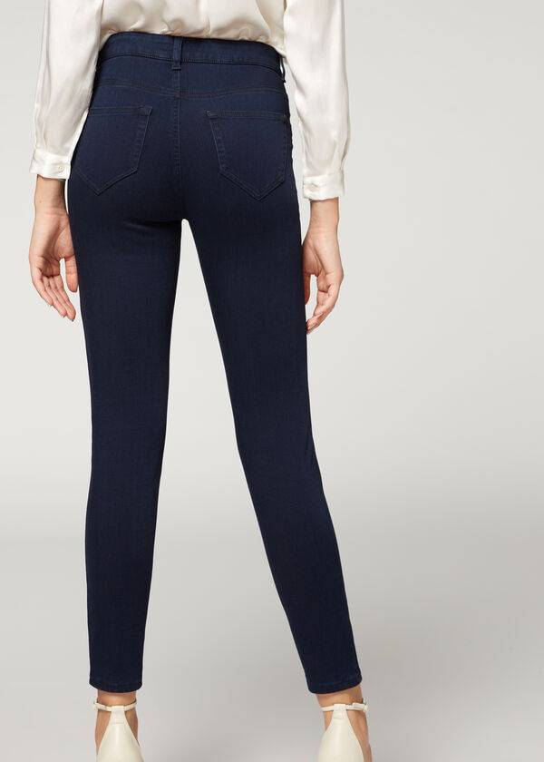 Calzedonia Soft Touch Thermal Magro Donna Jeans Blu Marino | IT2611QZ