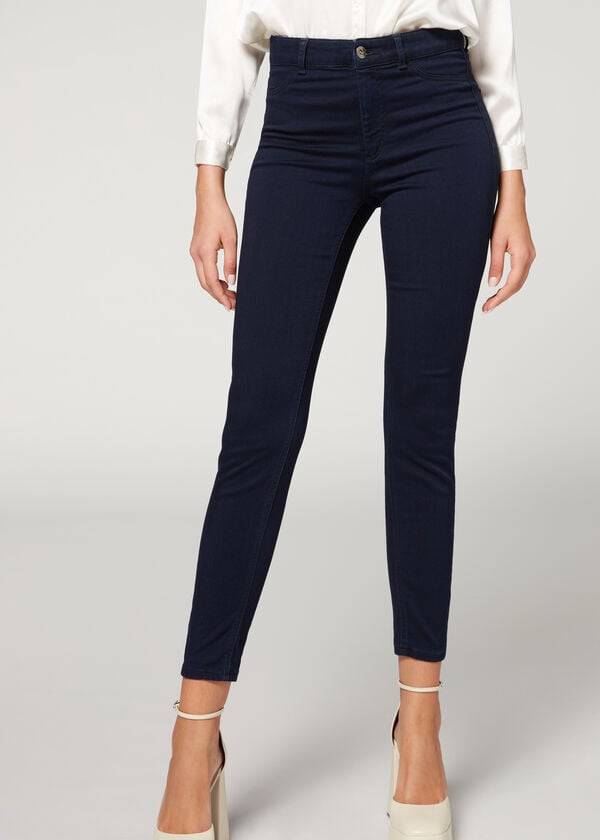 Calzedonia Soft Touch Thermal Magro Donna Jeans Blu Marino | IT2611QZ