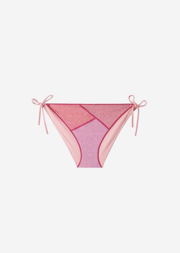 Calzedonia String Tie Lamé Lisbona Donna Slip Bikini Rosa | IT1621SO