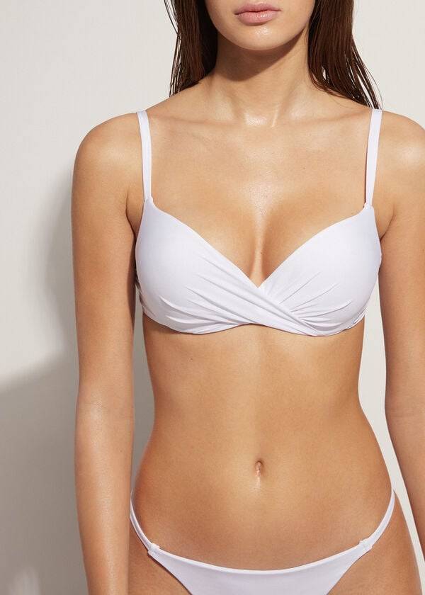 Calzedonia Super Imbottito Push Up Indonesia Eco cobey Donna Top Bikini Bianche | IT1977RW