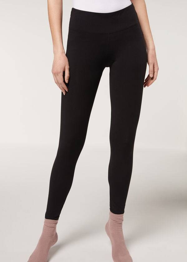 Calzedonia Supima Cotone Donna Leggings Nere | IT2693HK