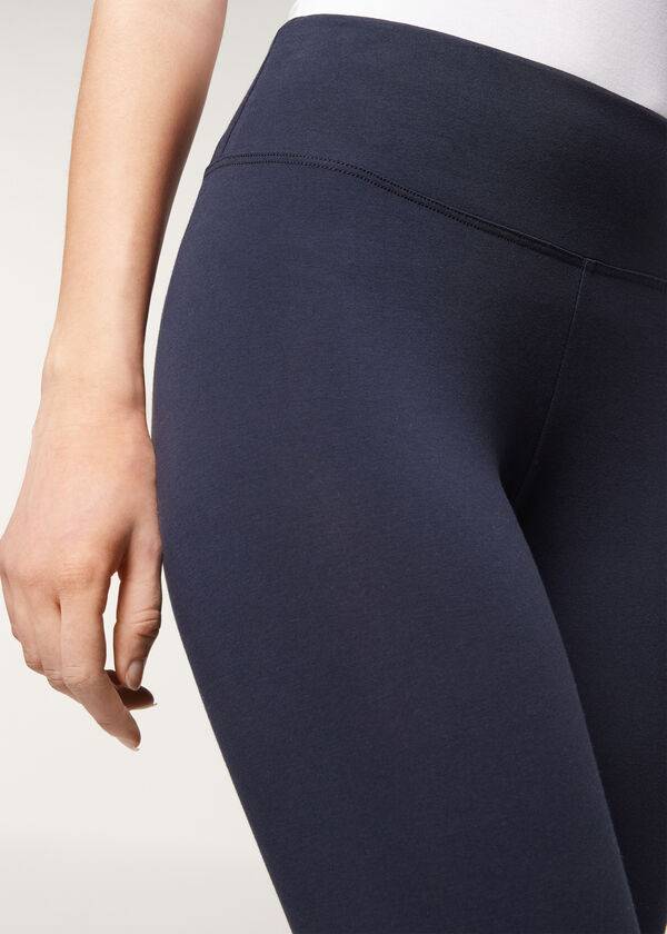 Calzedonia Supima Cotone Donna Leggings Blu | IT2694HK