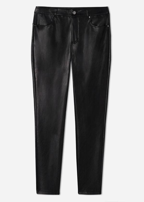 Calzedonia Thermal leather-effect Donna Leggings Nere | IT2701OR