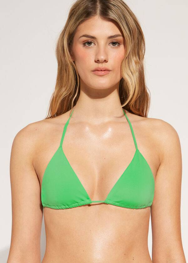 Calzedonia Triangle String Indonesia Eco rosa Donna Top Bikini Verdi | IT2043KI