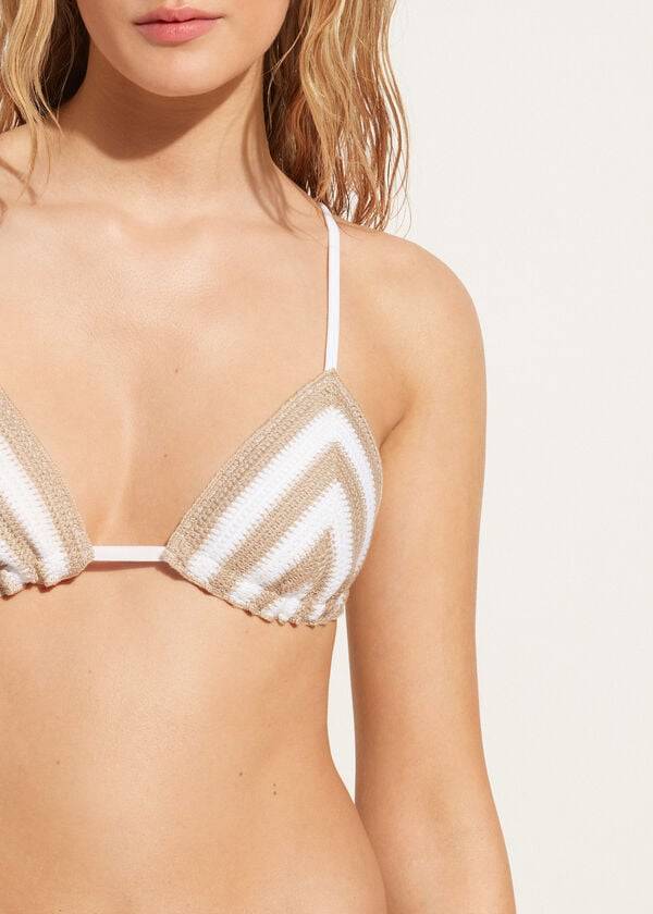 Calzedonia Triangle String Mumbai Donna Top Bikini Bianche Beige | IT2054EX