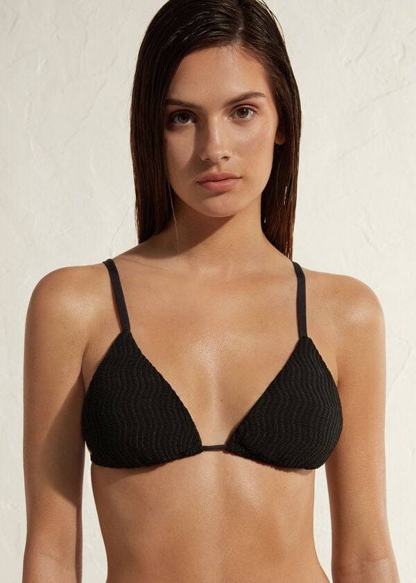 Calzedonia Triangle String Mykonos Donna Top Bikini Nere | IT2055RW