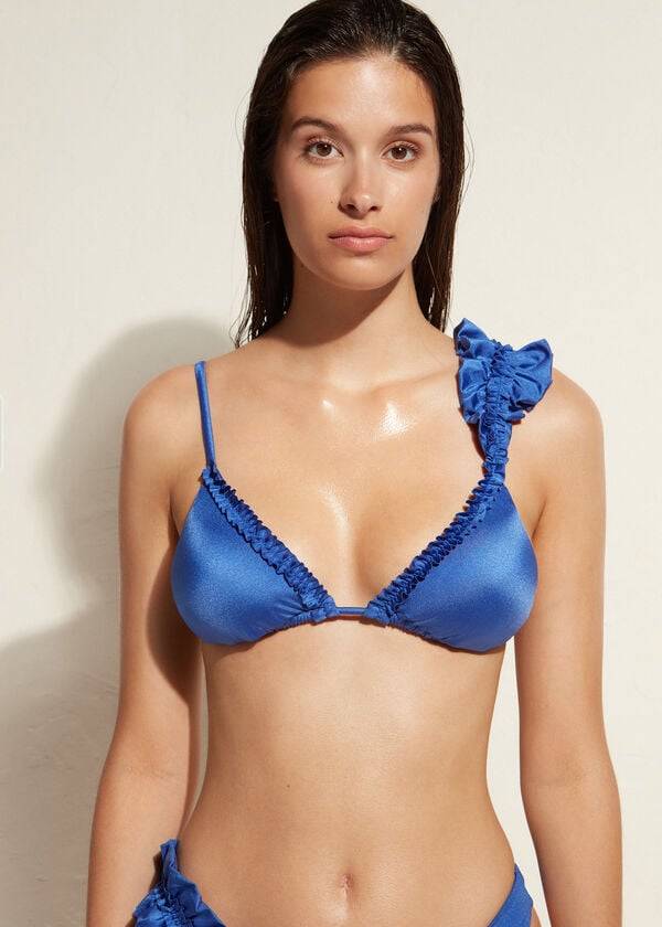 Calzedonia Triangle String Vienna Donna Top Bikini Blu | IT2064DN