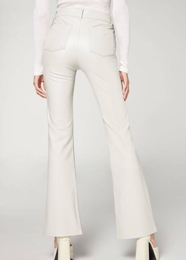 Calzedonia Zip and Button Coated Thermal Flared Donna Pantaloni Bianche | IT2744PQ